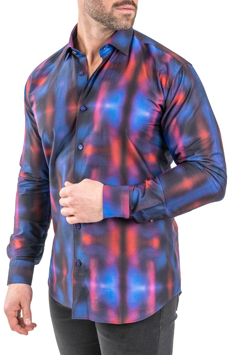 Maceoo Fibonacci Twilight Black Contemporary Fit Button-Up Shirt, Alternate, color, 
