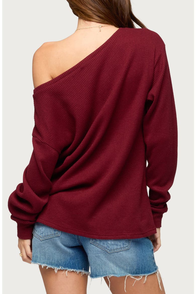 Damari Waffle Stitch One-Shoulder Knit Top, Alternate, color, BURGUNDY