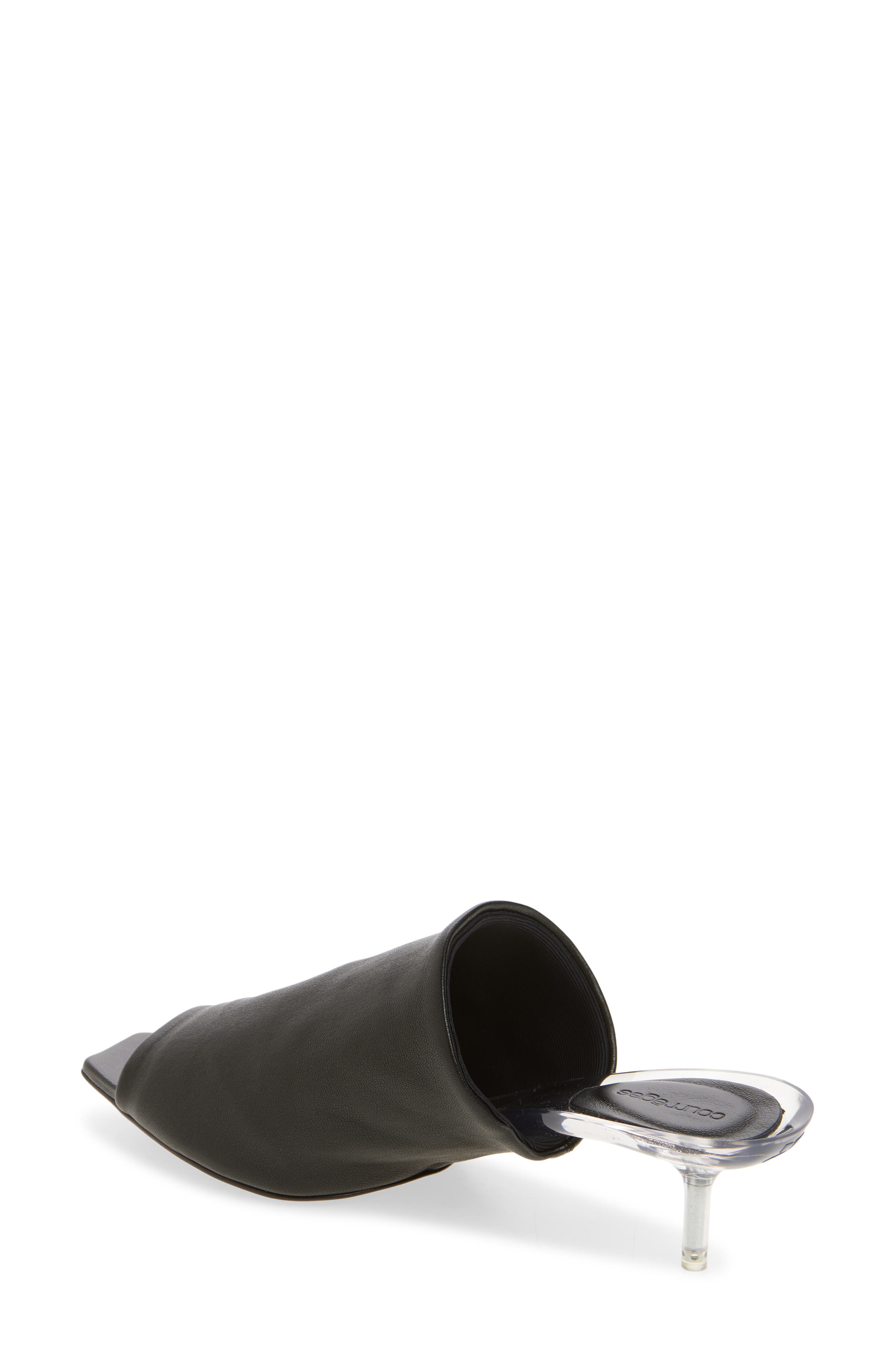 Courrèges Transparent Sole Leather Slide Sandal, Alternate, color, Black
