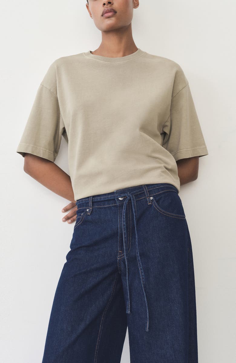 MANGO Olivia Belted Wide Leg Jeans, Alternate, color, Open Blue