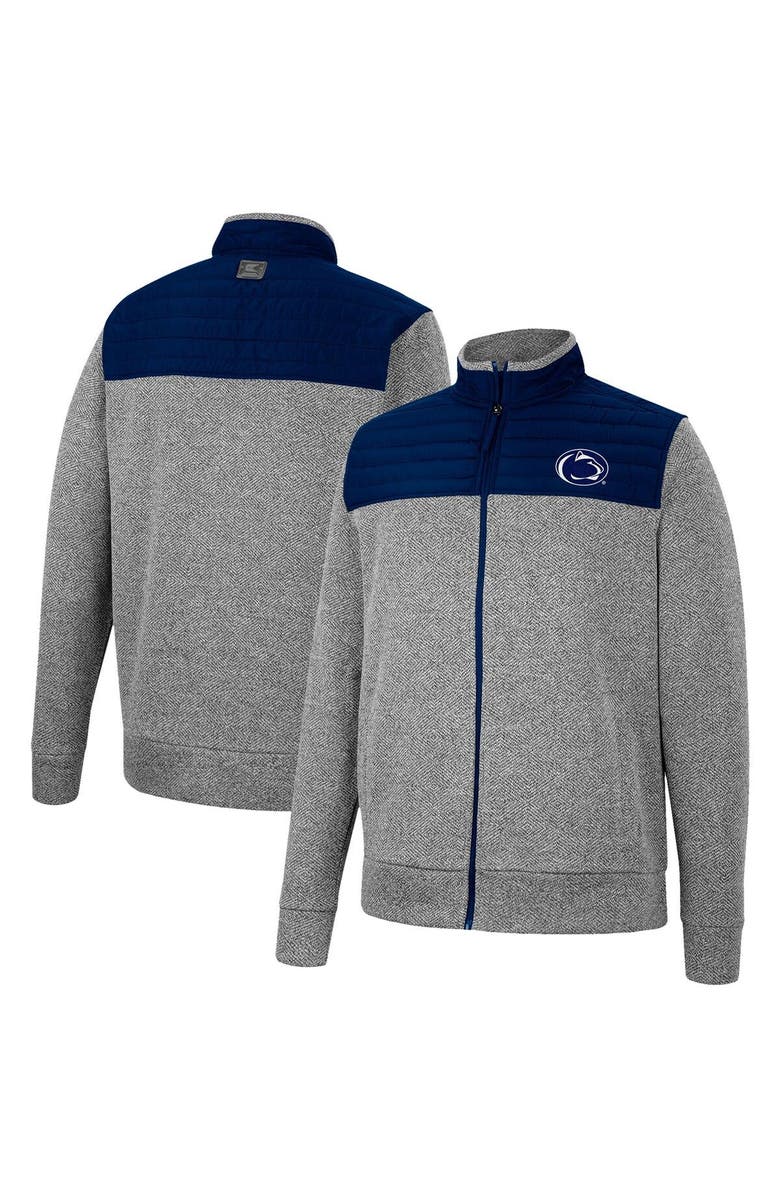 COLOSSEUM Men's Colosseum Gray/Navy Penn State Nittany Lions Putter Herringbone Full-Zip Jacket, Main, color,