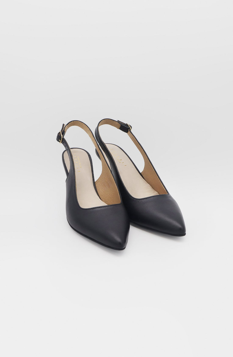 STIVALI NEW YORK Lusso Leather Slingback Kitten Heel, Alternate, color, Black