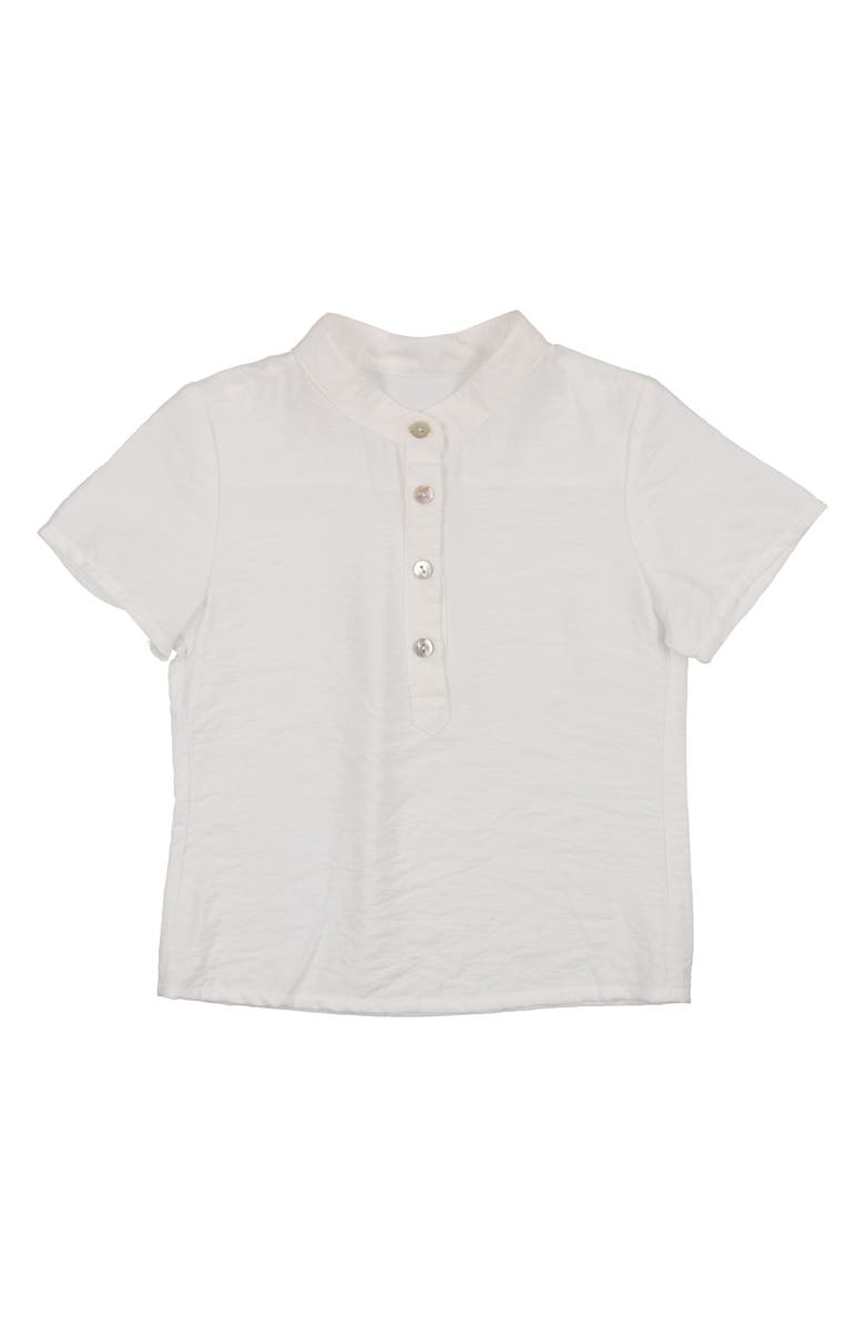 Manière Dotted Mock Neck Henley, Main, color, White