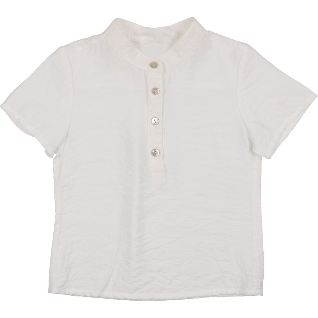 Maniere Manière Dotted Mock Neck Henley In Neutral