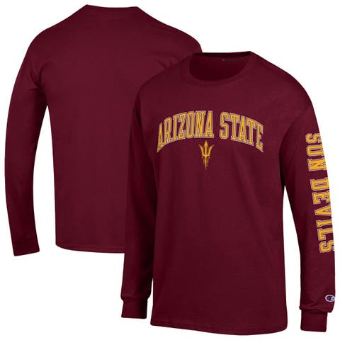 Men's Champion  Maroon Arizona State Sun Devils Arch Over Logo 2-Hit Long Sleeve T-Shirt