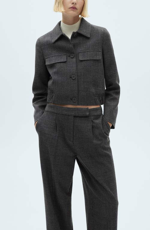 Shop Mango Straight Leg Tweed Pants In Black