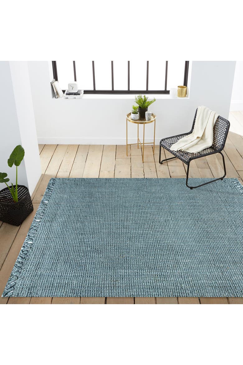Pata Hand Woven Chunky Jute with Fringe Area Rug, Alternate, color, Light Blue/Gray