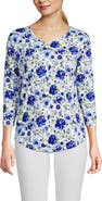 Lands' End 3/4 Sleeve Lightweight Jersey U-Neck Tunic