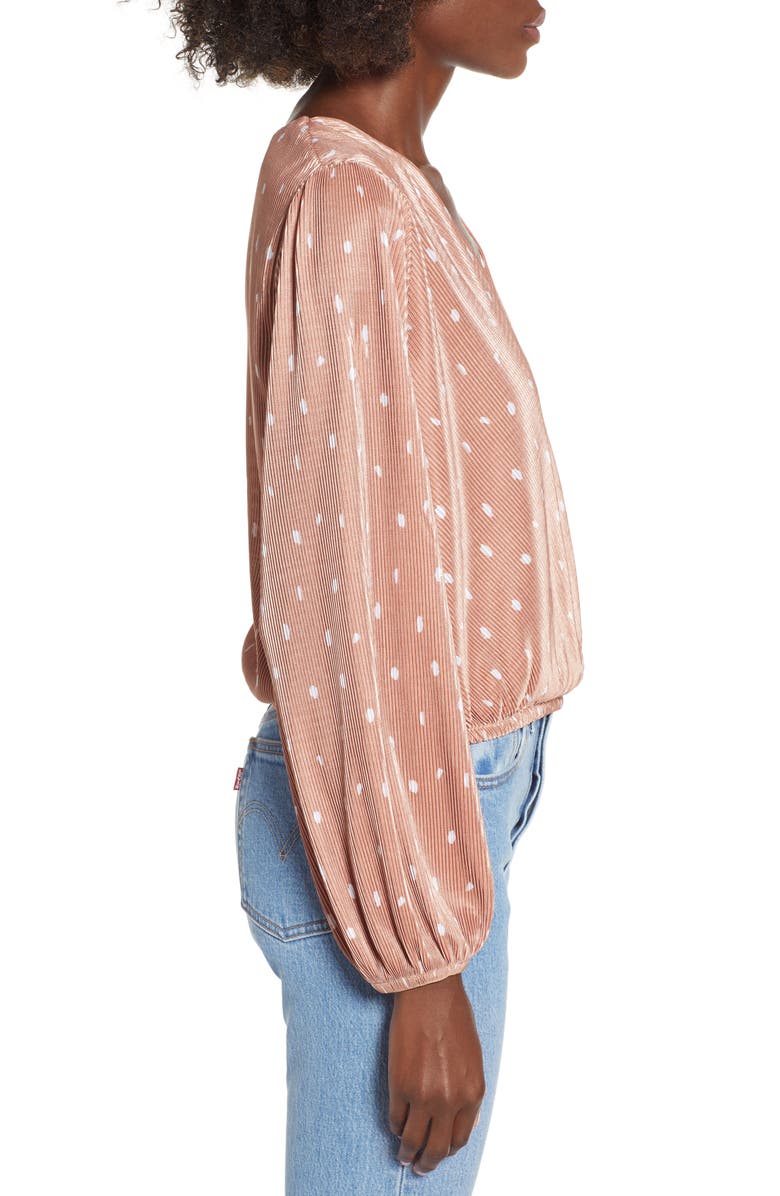 ASTR the Label Pleated Long Sleeve Surplice Top, Alternate, color, 