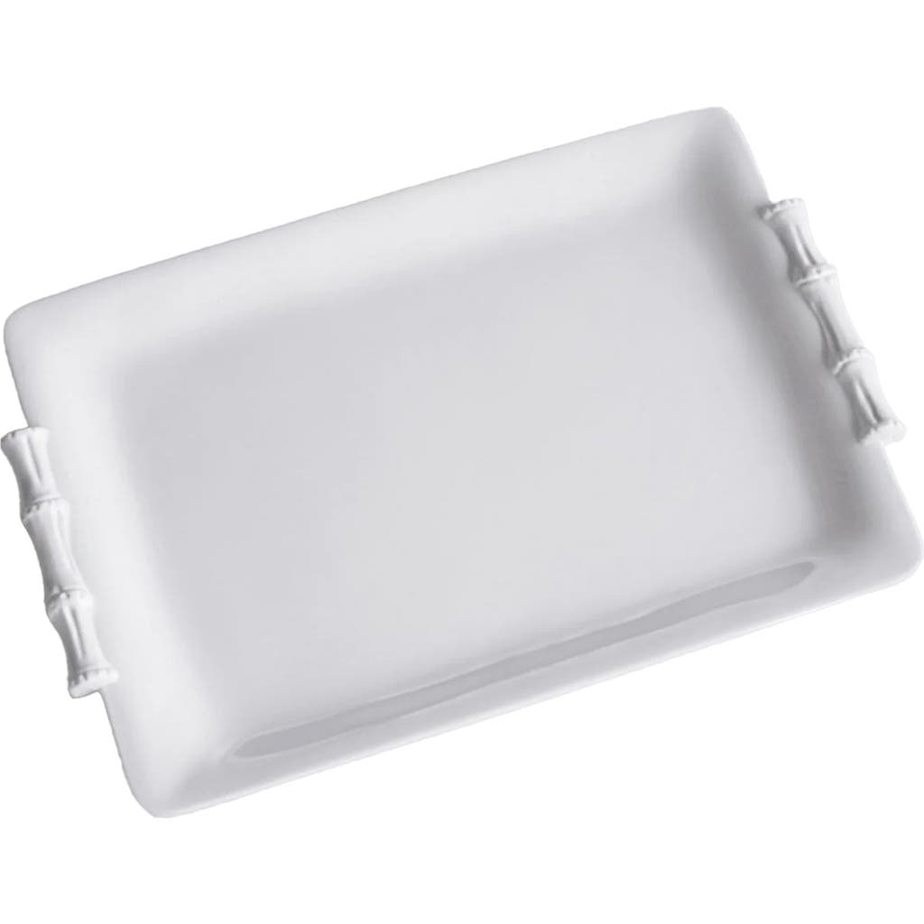 Beatriz Ball Collection Vida Cane Medium Rectangular Tray In White