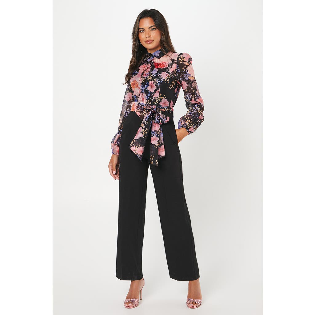 Coast Blouson Sleeve Pintuck Wide Leg Jumpsuit In Black