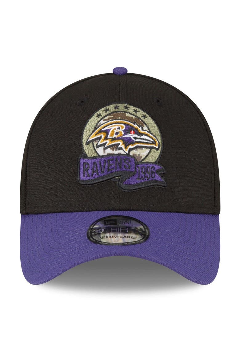 Men's New Era Black/Purple Baltimore Ravens 2022 Salute To Service 39THIRTY Flex Hat, Alternate, color, Black