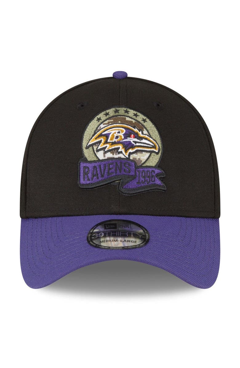 New Era Men's New Era Black/Purple Baltimore Ravens 2022 Salute To Service 39THIRTY Flex Hat, Alternate, color, 