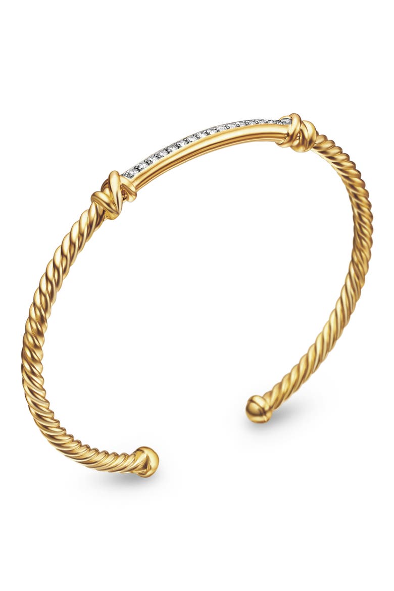 Petite Helena Cablespira® Station Bracelet with 18K Yellow Gold with Diamonds, 3mm, Alternate, color, DIAMOND/ YELLOW GOLD