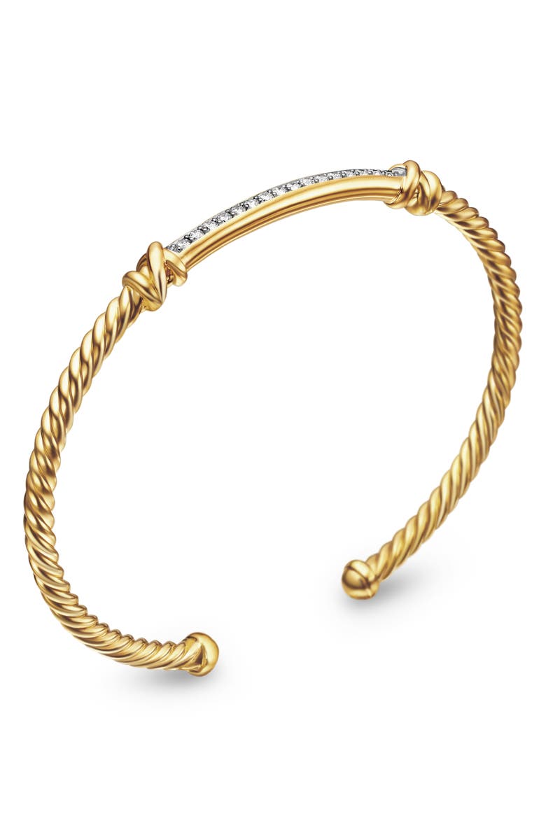 David Yurman Petite Helena Cablespira<sup>®</sup> Station Bracelet with 18K Yellow Gold with Diamonds, 3mm, Alternate, color, Diamond/ Yellow Gold