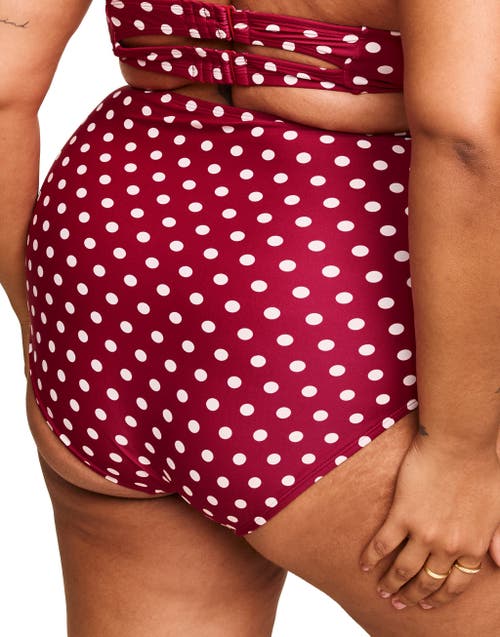 Adore Me Shelby Swimwear High Waist Bikini Bottom In Dot Red