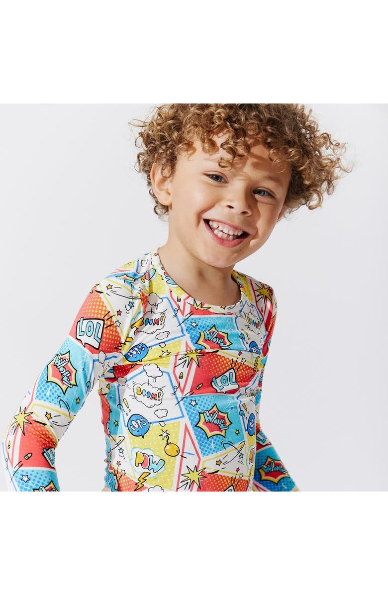 Bellabu Bear Kids' Comic Hero Set of 2 Piece Pajamas, Alternate, color, Comic Hero