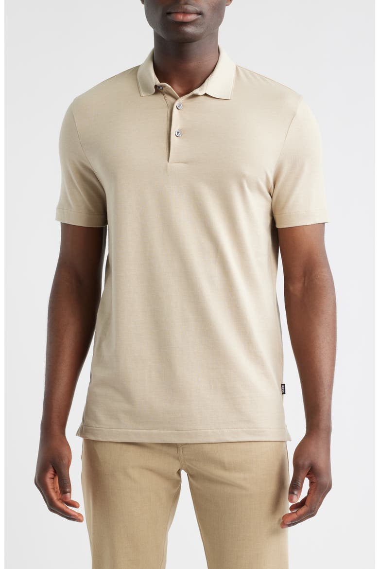 Pitton Slim Fit Mercerized Cotton Polo, Main, color, LIGHT BEIGE