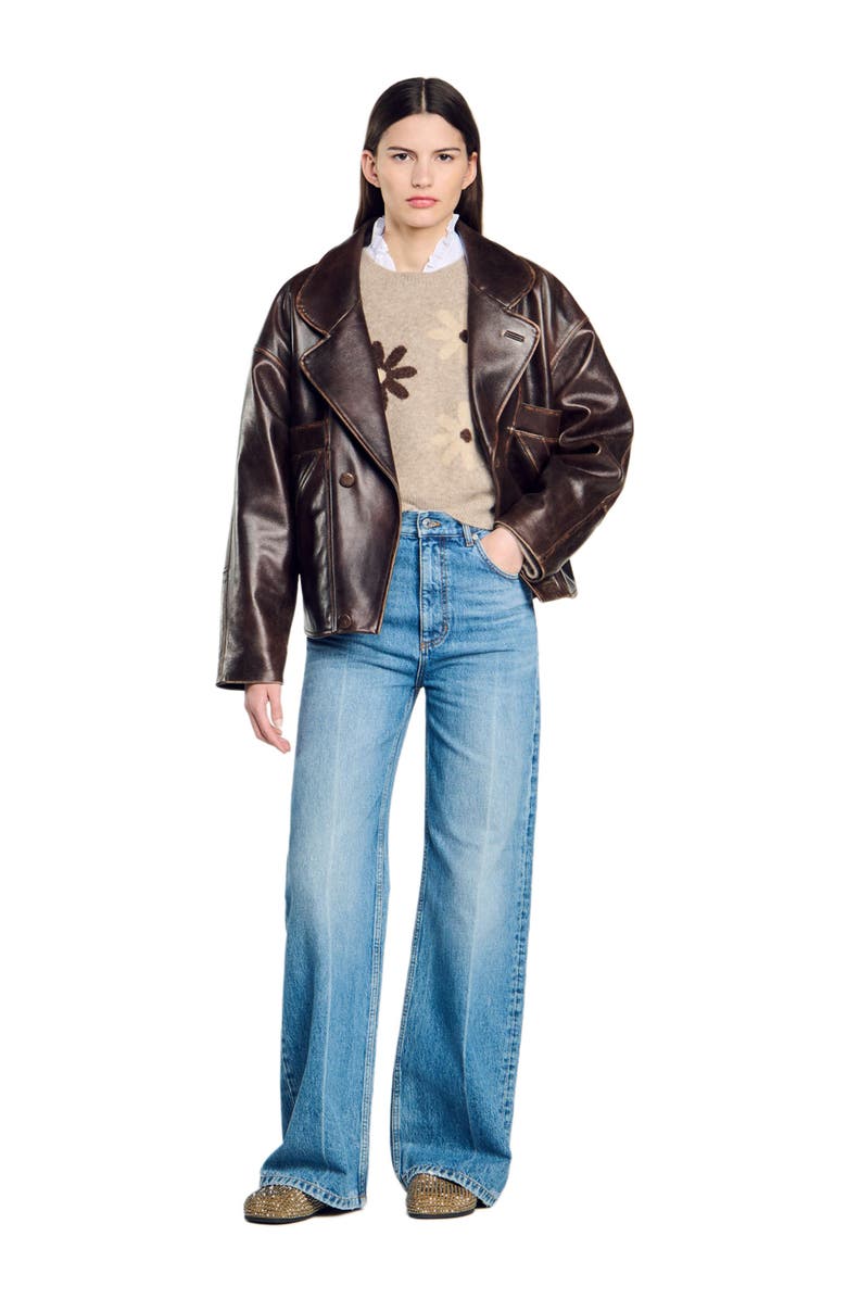 SANDRO Floral knit sweater, Alternate, color, 