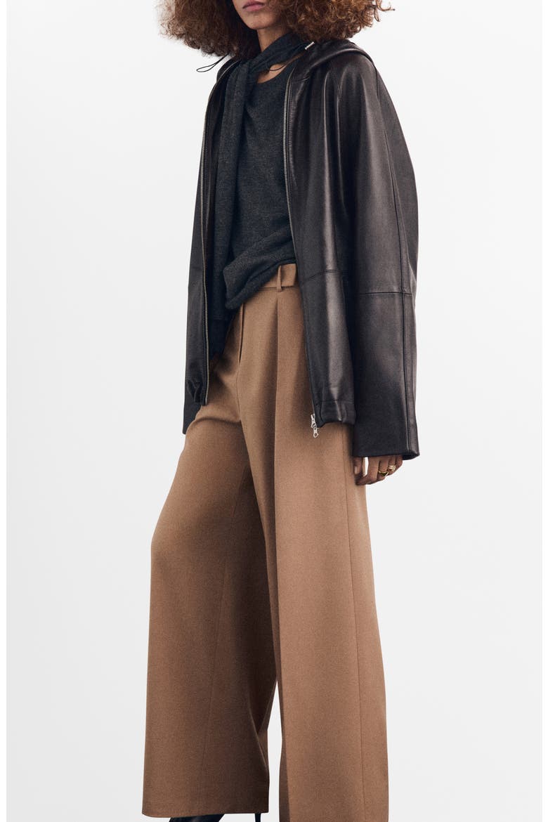 Pleated Straight Leg Pants, Alternate, color, MEDIUM BROWN