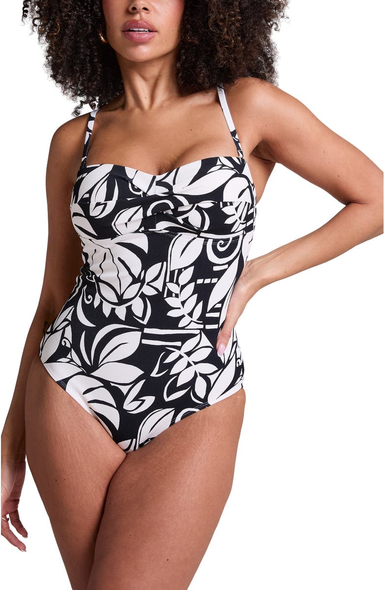 Hunkemöller Mauritius Bandeau Bathingsuit, Main, color, Caviar