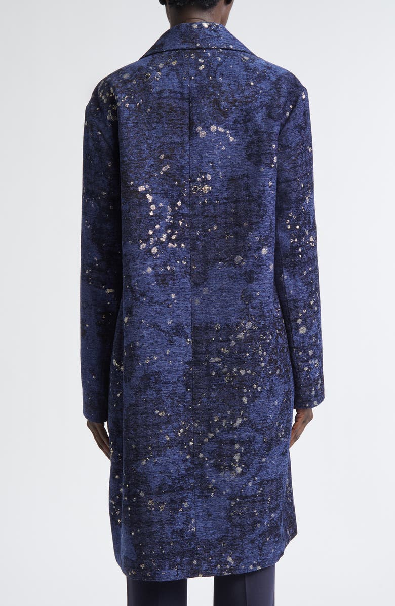 Lafayette 148 New York Soft Shoulder Metallic Jacquard Coat, Alternate, color, Galaxy Blue Multi