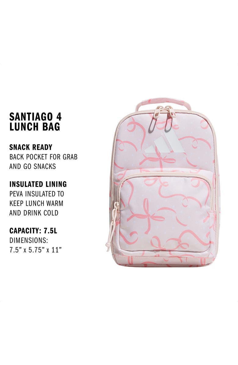 adidas Kids' Santiago Lunch Bag, Alternate, color, Bow Print Pink Tint