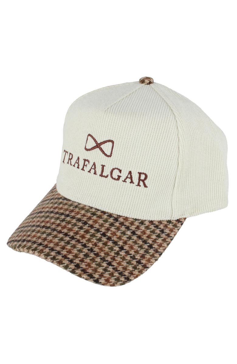 Trafalgar 's 5 Panel Corduroy Baseball Hat with Plaid Brim, Alternate, color, Beige With Plaid Brim