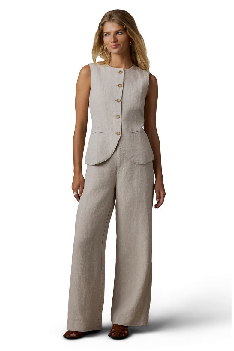 Sun Strider Linen Vest, Alternate, color, FLAX