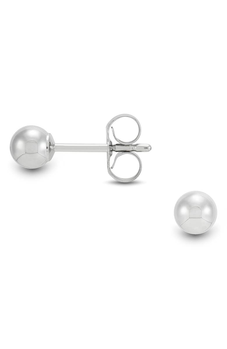 Frankie & Zoe 4mm High Polish Ball Stud Earrings, Alternate, color, White Gold