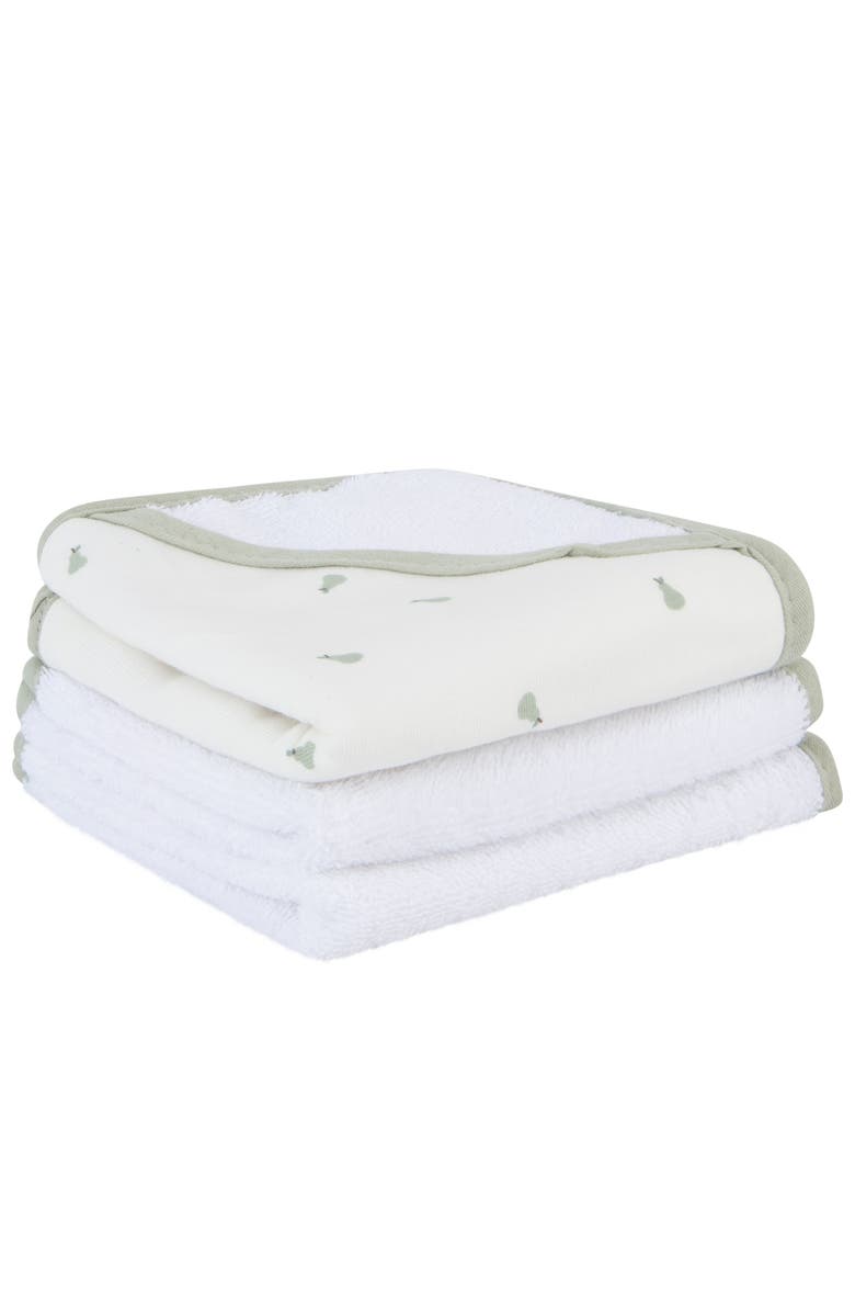 Ely's & Co. Baby Towel Wash Cloth Pink 3 Pack, Alternate, color, Sage Pears
