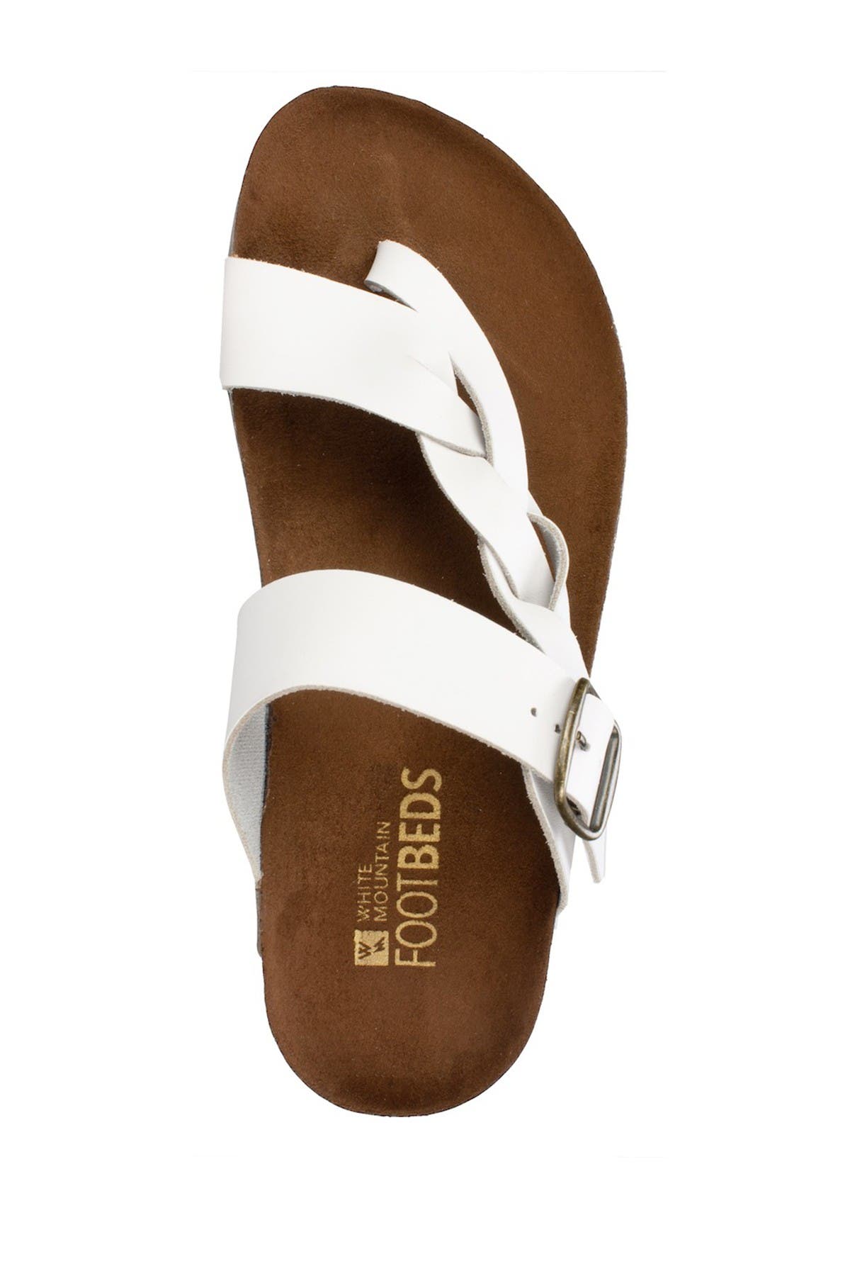 White Mountain Footwear Crawford Braided Footbed Sandal, Alternate, color, White/Leather