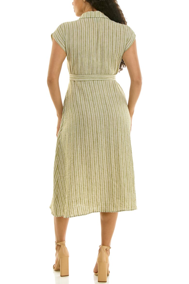 Cap Sleeve Shirtdress, Alternate, color, SOFT OLIVE/ WHITE