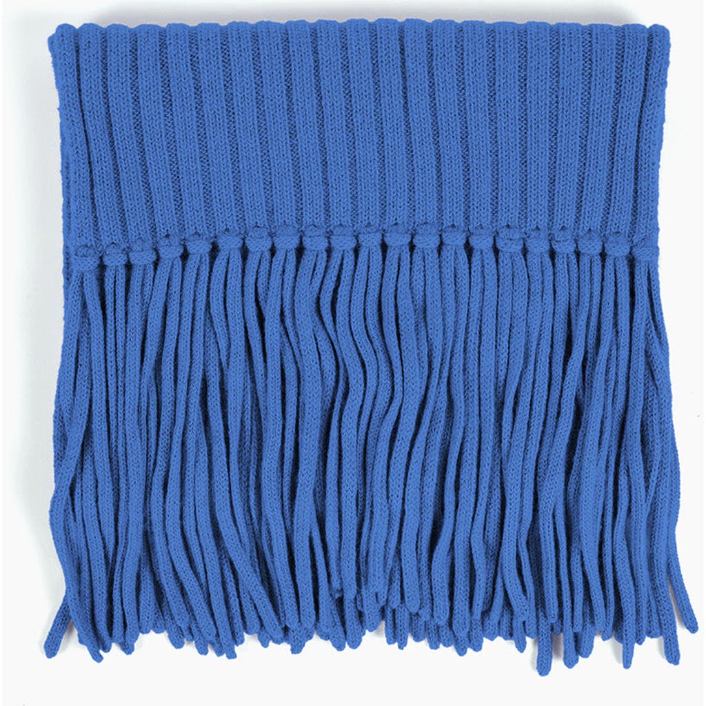 Sskein Ribbed Fringe Scarf In Lapis Blue