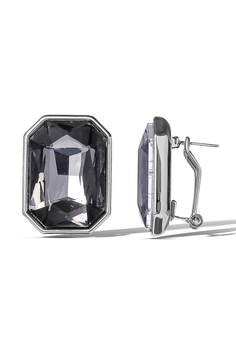 Gemstone Crystal Stud Earrings, Alternate, color, Smoke Grey