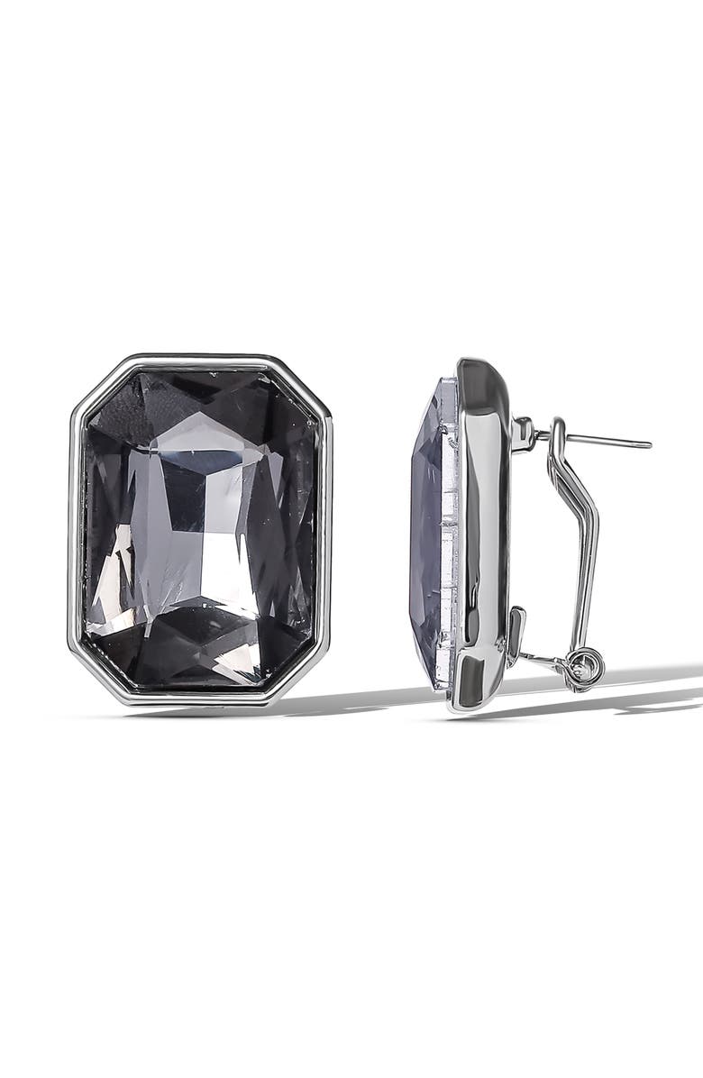 Jessica Simpson Gemstone Crystal Stud Earrings, Alternate, color, Smoke Grey
