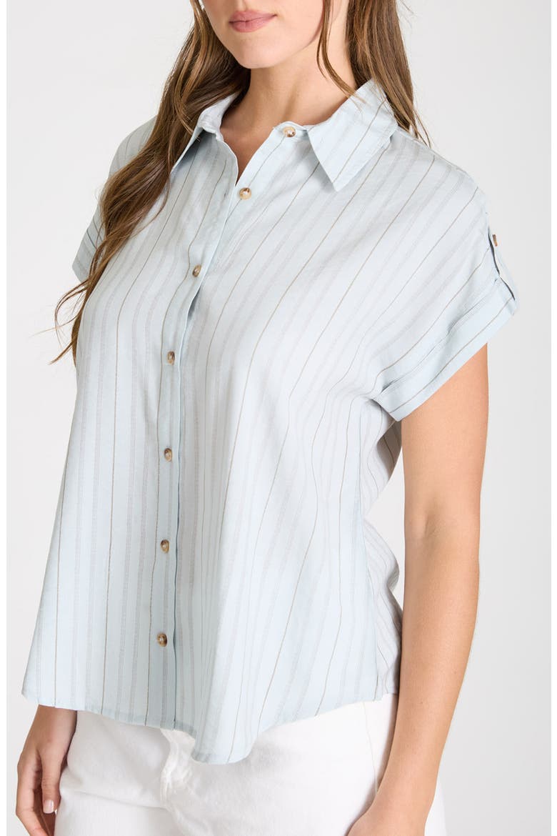 Stripe Short Sleeve Button-Up Shirt, Alternate, color, SEAFOAM