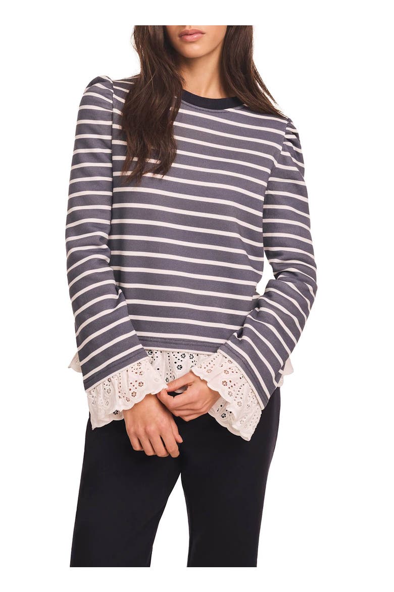 Stripe Woven Mix Sweatshirt, Main, color, Blue