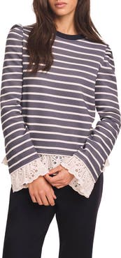 MINT VELVET Stripe Woven Mix Sweatshirt