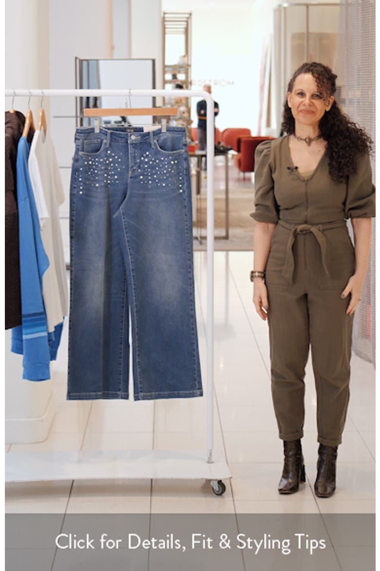 Teresa Rhinestone & Faux Pearl Wide Leg Jeans video