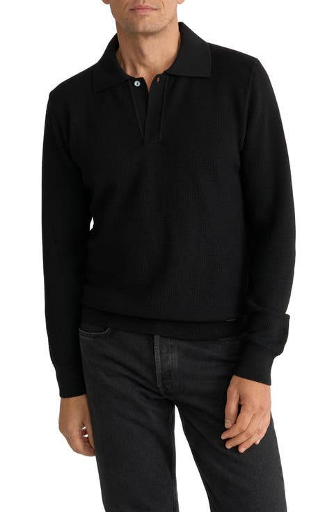 Merino Wool Long Sleeve Polo Shirt