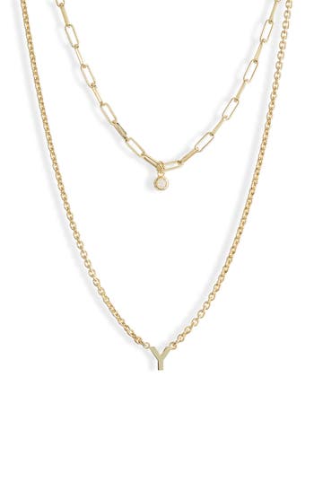 Meshmerise Diamond Initial Charm Necklace In Gold