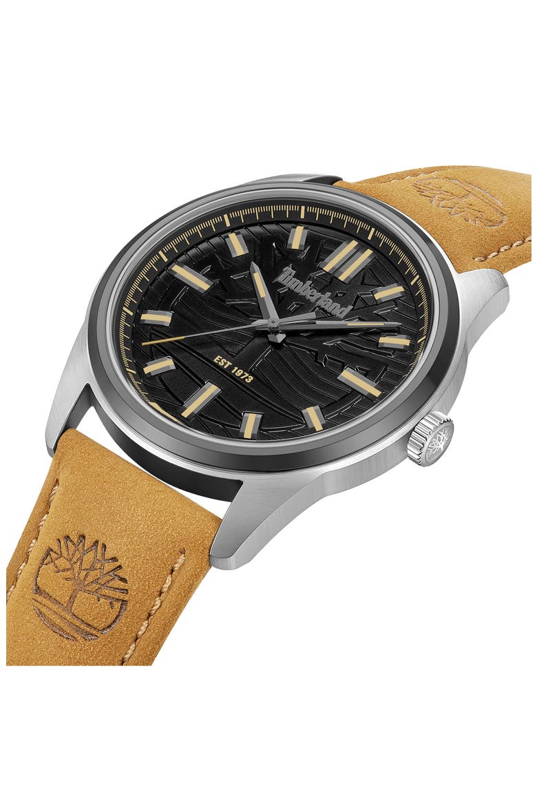 Northbridge Leather Strap Watch, 45mm, Alternate, color, TAN
