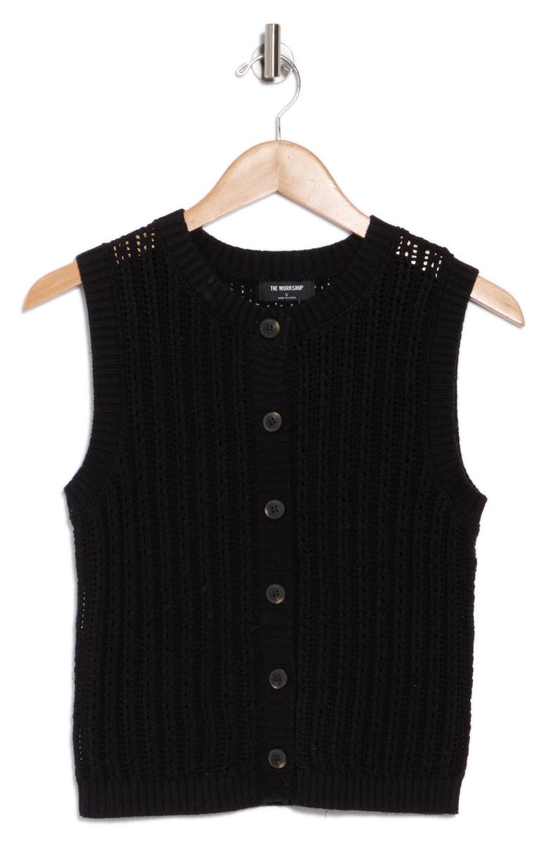 Blu Pepper Cotton Sweater Vest, Alternate, color, Black