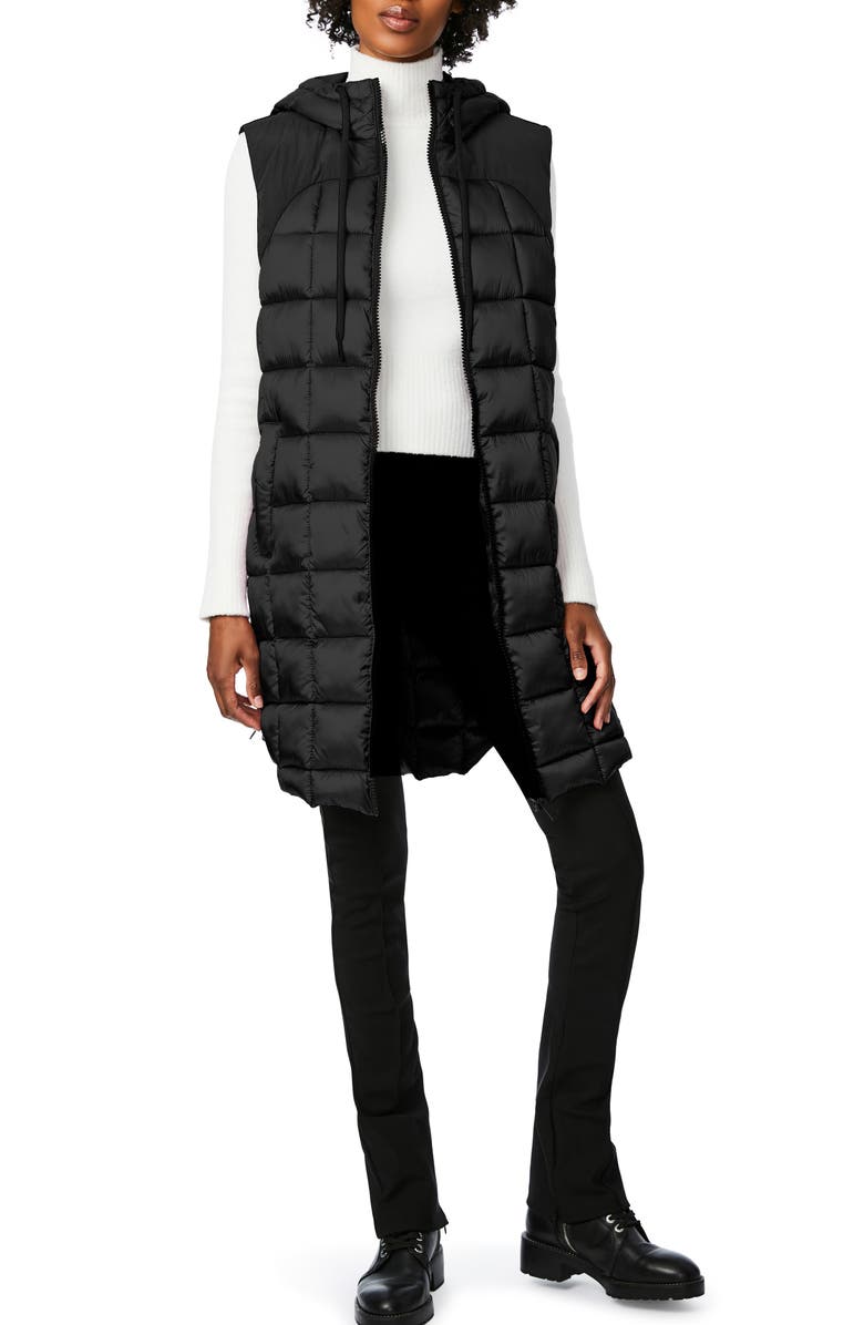 Bernardo Box Quilt Long Hooded Vest, Alternate, color, 