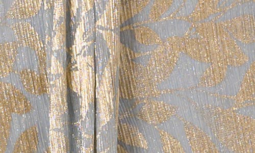 ADRIANNA PAPELL ADRIANNA PAPELL METALLIC LEAF JACQUARD DRAPED GOWN