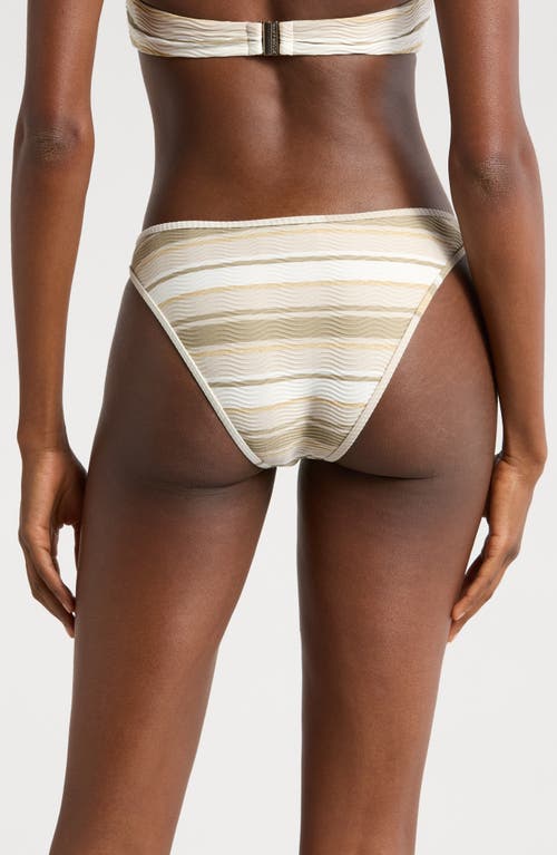 Shop Ramy Brook Isla Metallic Stripe Bikini Bottoms In Sandstone Stripe