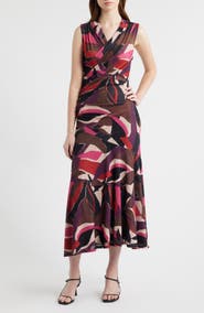 Rails Vanya Abstract Print Faux Wrap Midi Dress