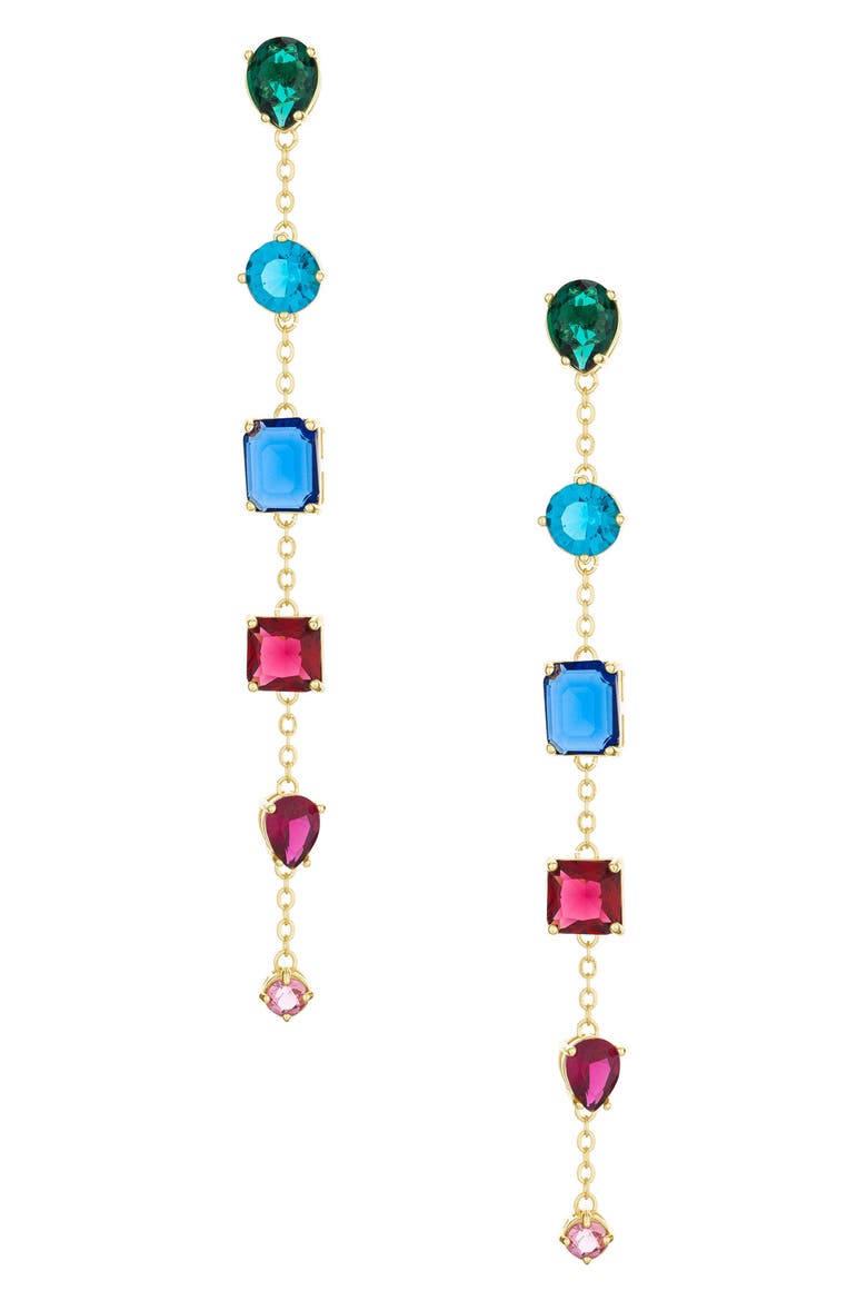 Rainbow Linear Drop Earrings, Main, color, GOLD MULTI