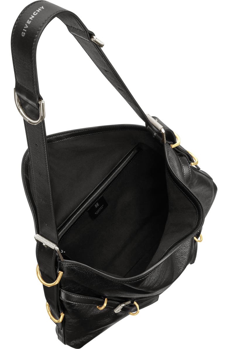 Givenchy Medium Voyou Leather Hobo, Alternate, color, Black